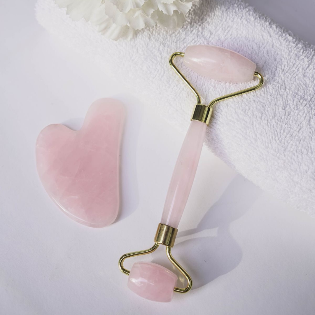 De-Puffing Face Roller & Quartz Gua Sha + SURPRISE Gift ||| COMBO ||| With Certificate