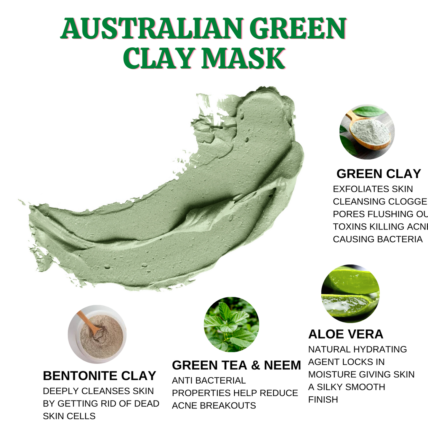 Australian Green Clay Detoxifying Treatment Mask (200gms) + Lavender & Chamomile Anti-Acne Face Mist