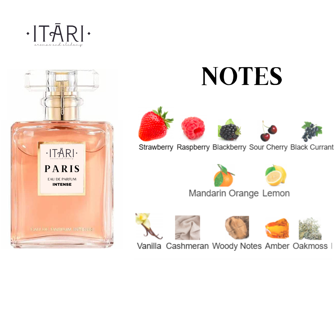 Itari Paris Eau De Parfum Sweet Fruity Floral Feminine Fragrance With Hints of French Vanilla and Rich Amber 110ML