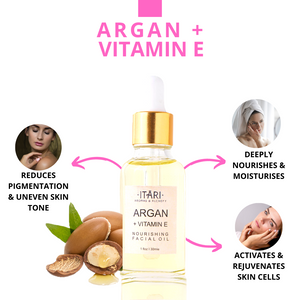 Argan + Vitamin E (25%) Nourishing Facial Oil | 100% Natural No Harmful Chemicals No Fragrances