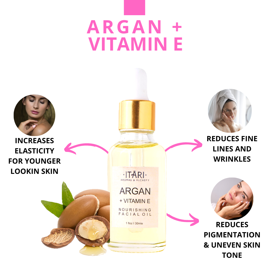 Argan + Vitamin E Facial Oil 25% (10ml) & Quartz Gua Sha ||| COMBO ||| With Certificate