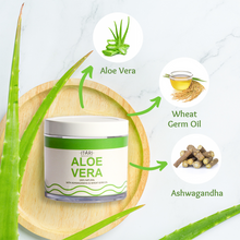 Load image into Gallery viewer, ALOE VERA | Perfect For All Skin &amp; Hair Types | Suitable for DIY Beauty Recipes | 99% Pure w/ Ashwagandha  &amp; Wheat Germ Oil
