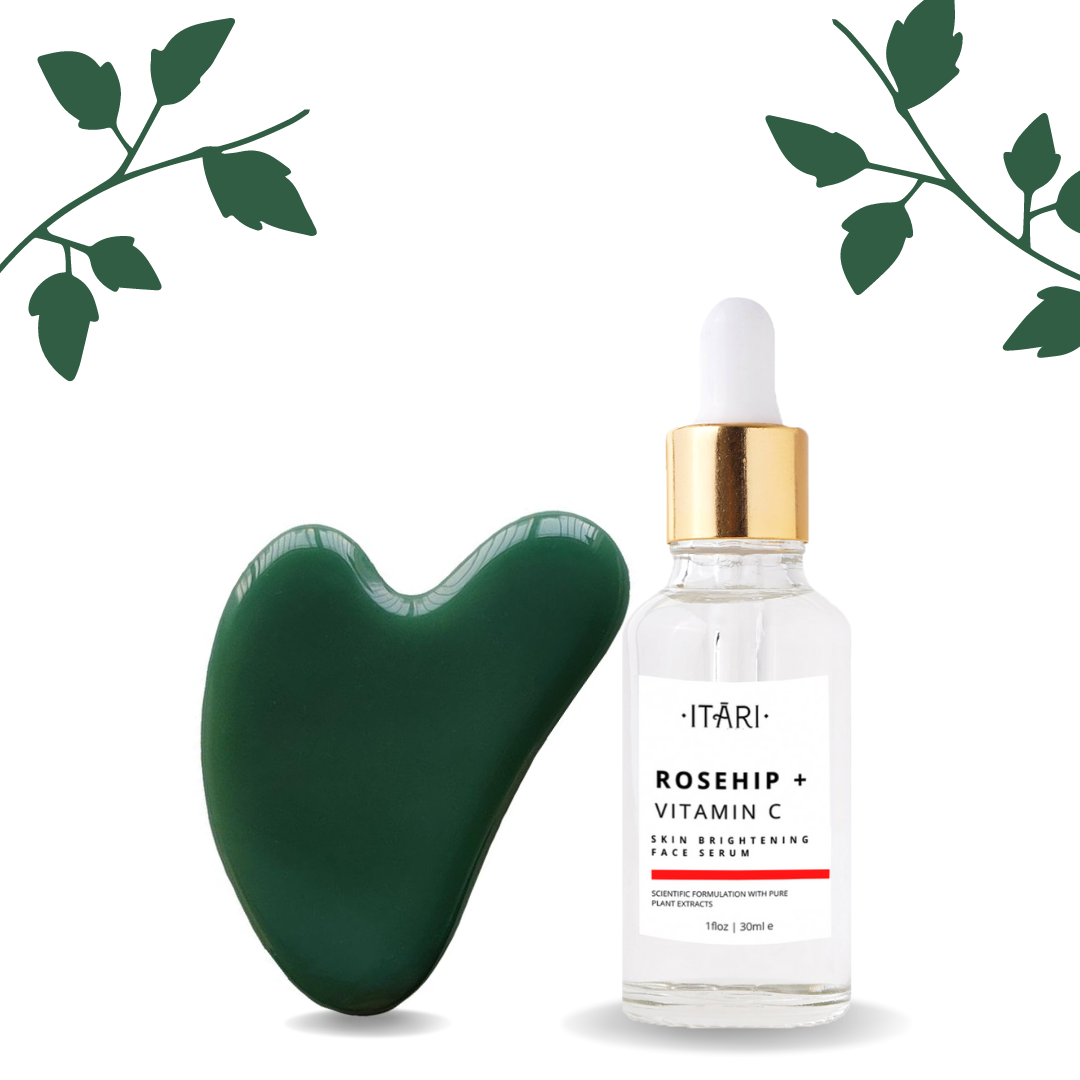 Rosehip + Vitamin C (20%) Brightening Facial Serum (10ml) & Quartz Gua Sha ||| COMBO ||| With Certificate