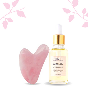 Argan + Vitamin E Facial Oil 25% (10ml) & Quartz Gua Sha ||| COMBO ||| With Certificate
