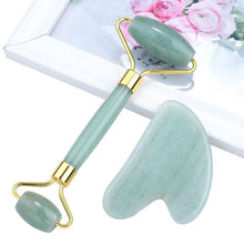 Load image into Gallery viewer, Royal Jade De-Puffing Face Roller &amp;  Quartz Gua Sha + SURPRISE Gift ||| COMBO ||| With Certificate
