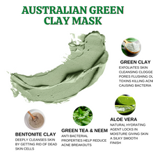Load image into Gallery viewer, Australian Green Clay Detoxifying Treatment Mask (200gms) + Lavender &amp; Chamomile Anti-Acne Face Mist
