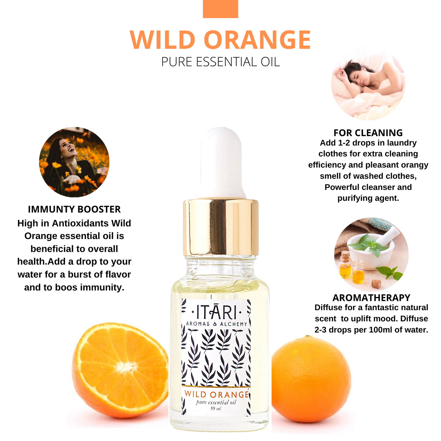 Pure Wild Orange Essential Oil | 100% Natural Ingredients Only No Petroleum Jelly