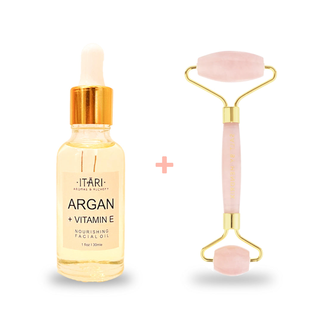 COMBO ||  De-Puffing Face Roller & Argan+Vitamin E Facial Oil 25% (10ml) |||