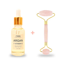 Load image into Gallery viewer, COMBO ||  De-Puffing Face Roller &amp; Argan+Vitamin E Facial Oil 25% (10ml) |||
